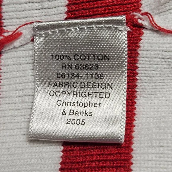 Christopher Banks Womens Top Red White Striped V Neck Cotton Sweater XL - Picture 6 of 8